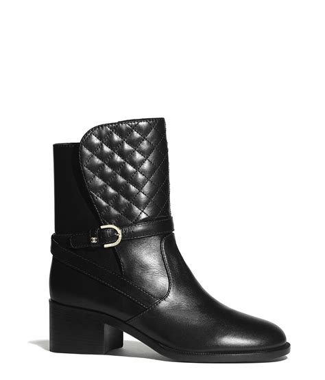 chanel black ankle boots with c on back|Chanel black canvas heel boots.